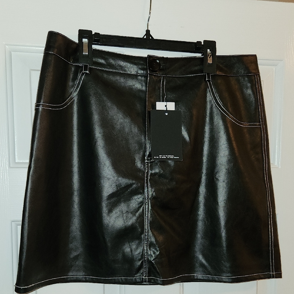 4th & Reckless Black Faux Leather Skirt